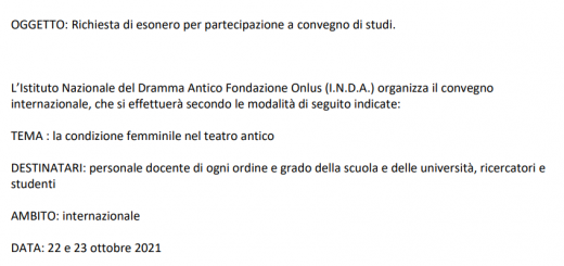 Circolare relativa all'esonero o per la partecipazione a convegno di studi